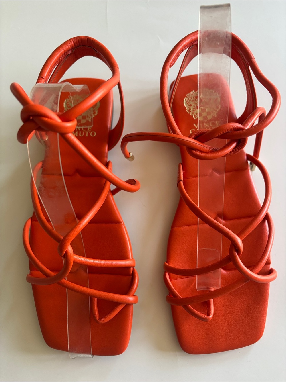 Vince Camuto Red Strappy Square-Toe Sandals